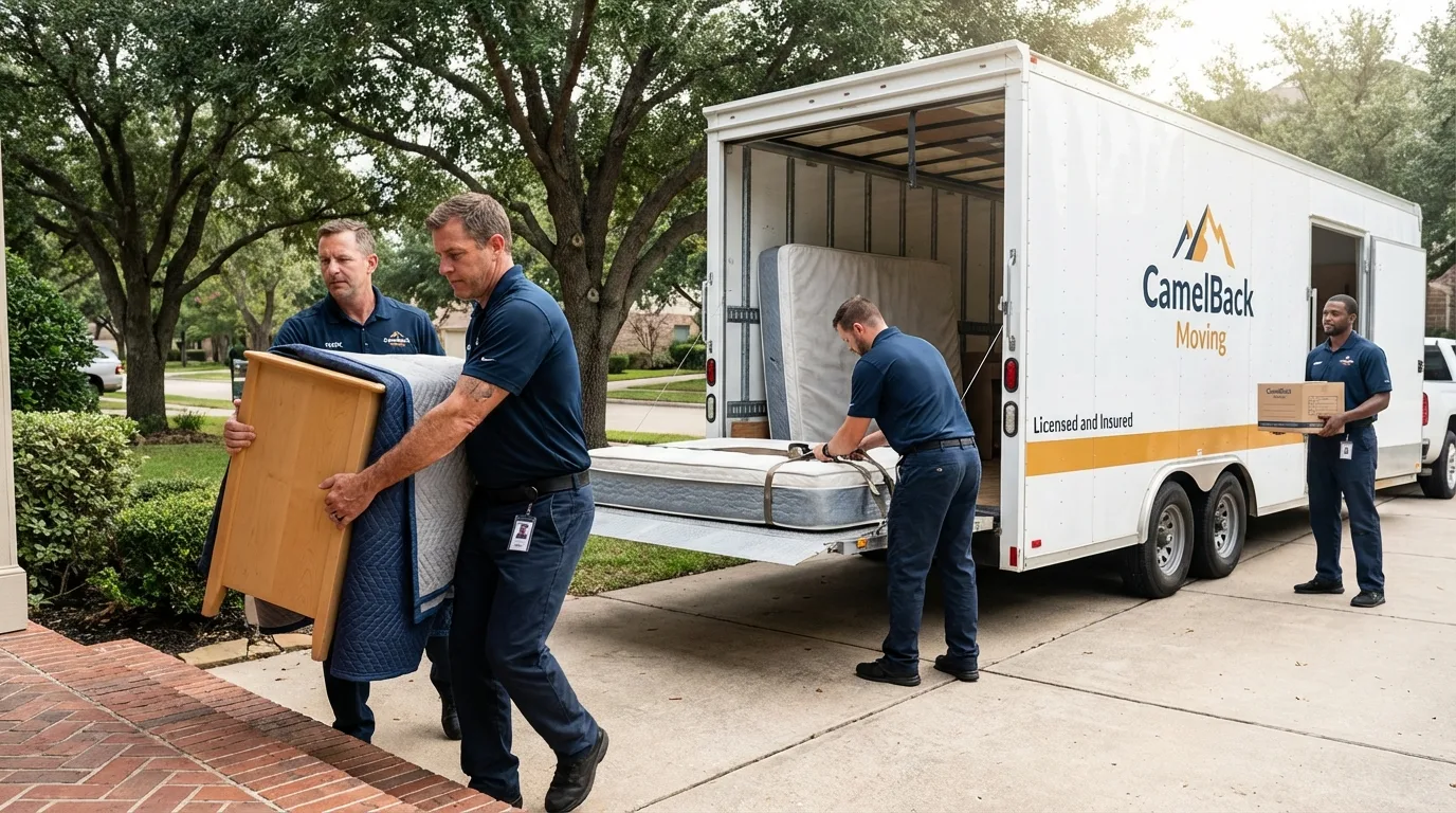 Crew loading residential truck for cross-state move from Hudson, MA
