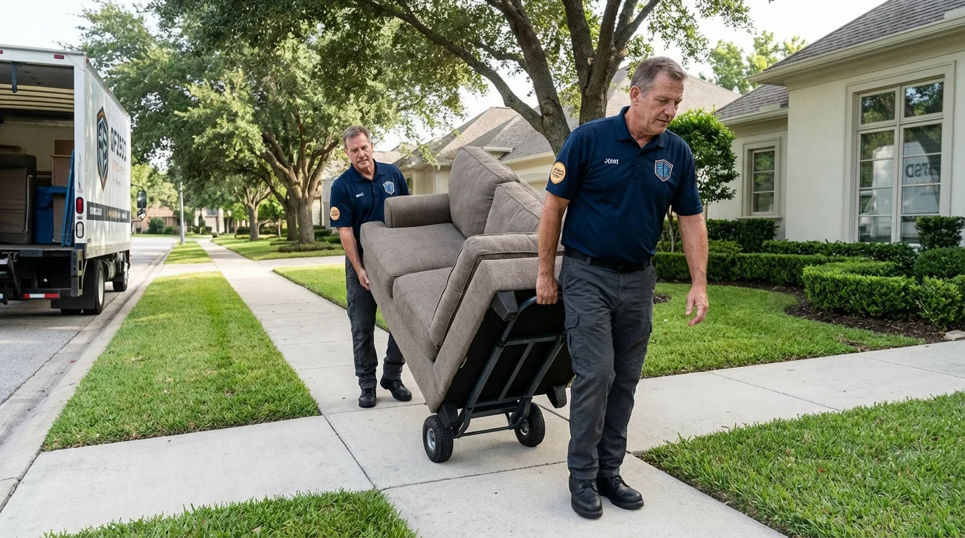 Local residential moving crew loading furniture in Hudson, MA